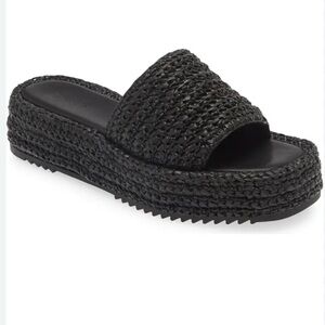 Open Edit Gisella Platform Slide Black Sandal